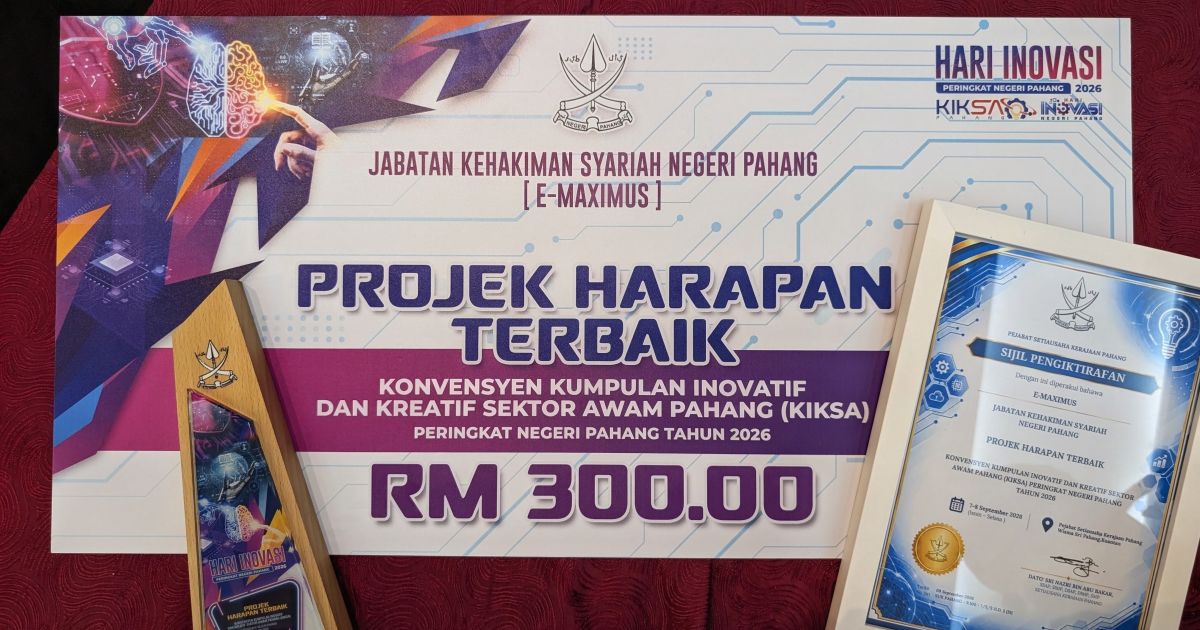 JABATAN KEHAKIMAN SYARIAH PAHANG MEMENANGI PROJEK HARAPAN TERBAIK DALAM PERTANDINGAN KIKSA PERINGKAT NEGERI PAHANG